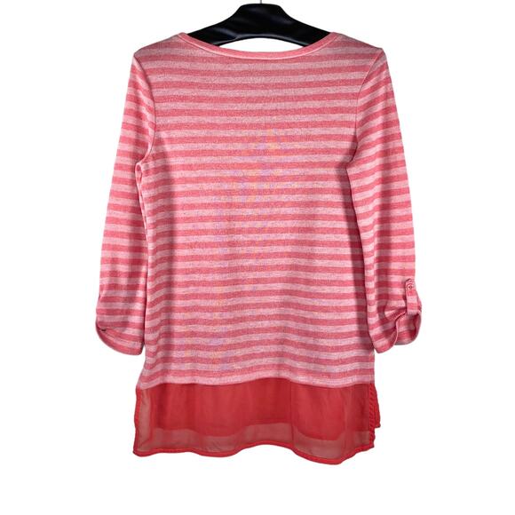 Caslon Pink Striped Sweater Sheer Layer Medium - Picture 2 of 8